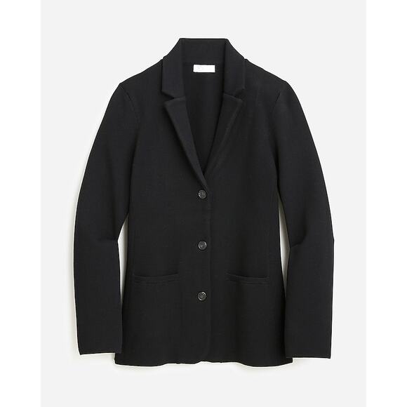 J.Crew Two-Button Black Sweater Knit Blazer Size Petite Medium - Picture 1 of 11
